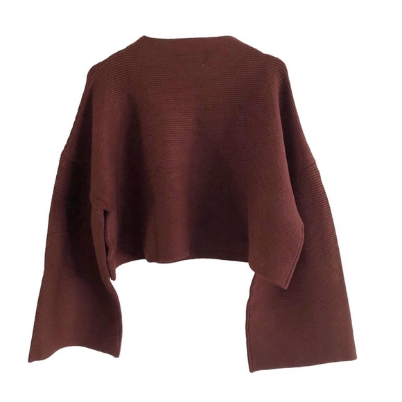Modern Citizen Sweater The Lou Rib Knit Bell  Sleeve Deep Burgundy Size 3X - Picture 10 of 13